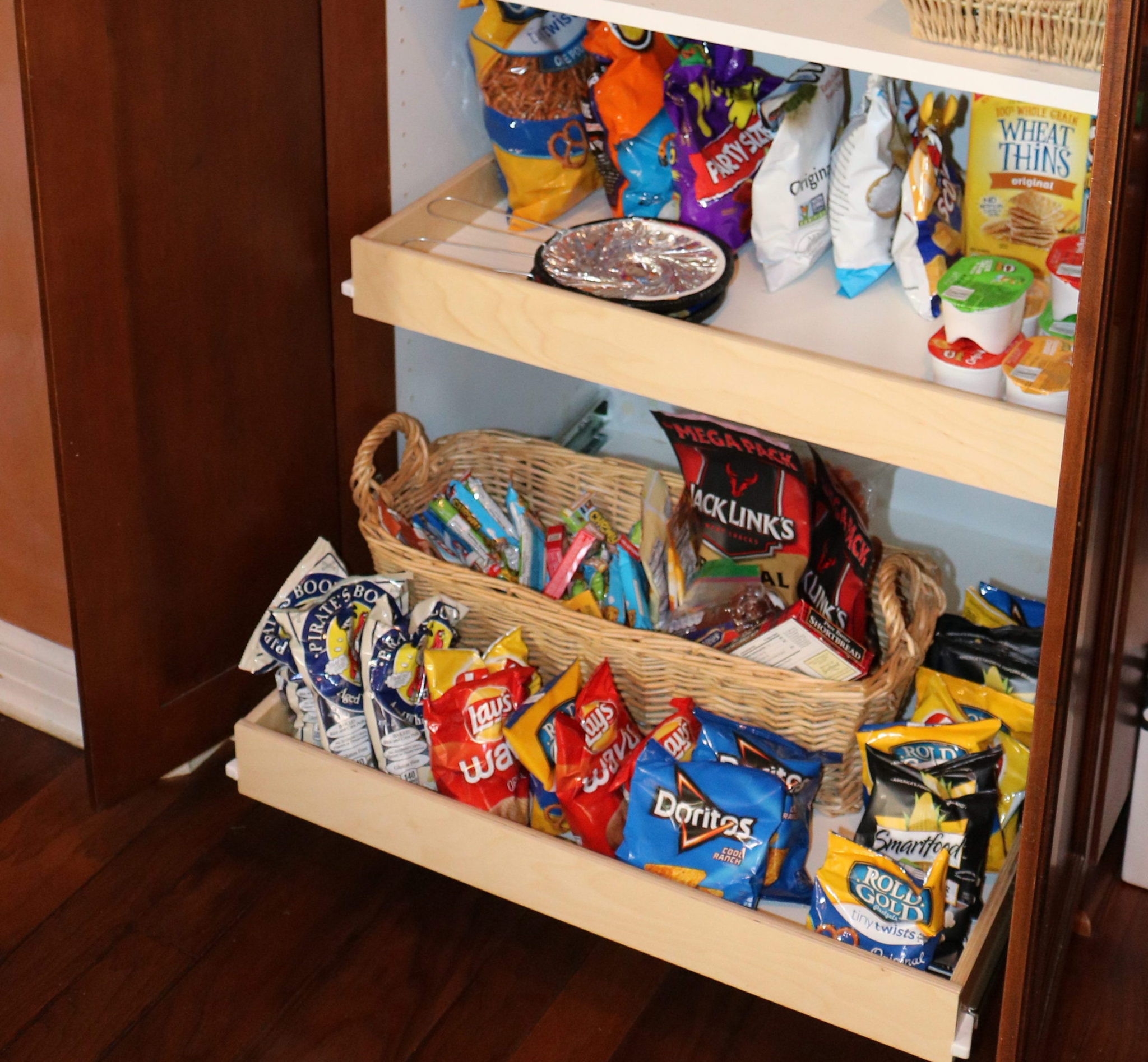 Organized Snack Sliding Shelf.