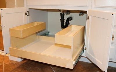 Pull out shelf below sink with two tiers