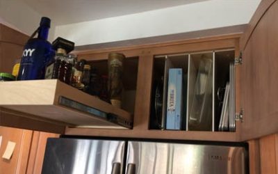 pull out shelf overhead liquor cabinet